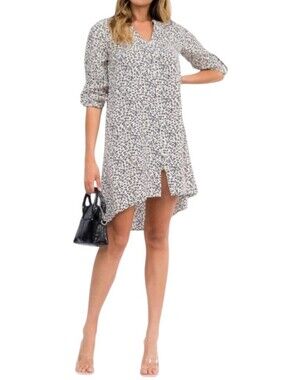 Animal Print Long Sleeve High Low Dress